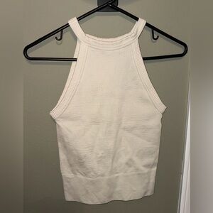 Free People Cream Ribbed Tank Top